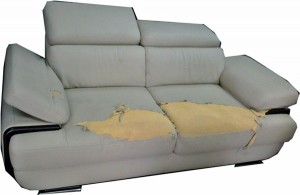 leather sofa before